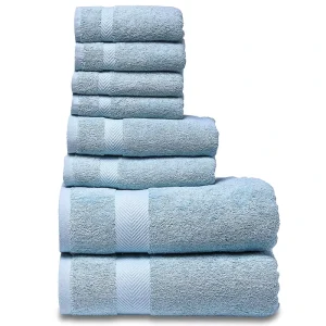 Luxury 8-Piece Bath Washcloth Towel Gift Set Customizable Quick-Dry Plain Woven Decorative Embellished Towels