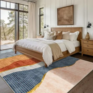 Luxury Abstract Modern Faux Cashmere Rug Machine Washable Anti Skid TPR Backing Soft Living Room Area Carpet OEM ODM