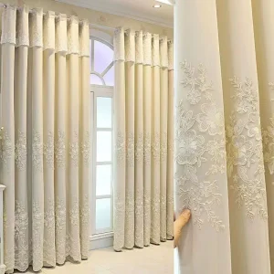 Luxury American Style Grommet Curtains Living Room Polyester Cotton High Shading Finished Products Custom Home Use All Season