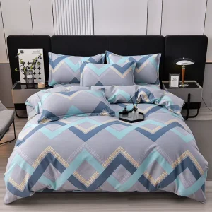 Luxury American Woven Geometric Striped Cotton Bedding Set King Queen Size Duvet Cover Bed Sheet Set Soft 200TC Eco Friendly