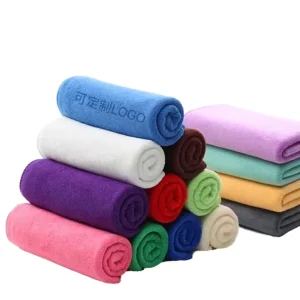 Luxury Antimicrobial Microfiber Square Bath Towel Sets Embroidered Solid Color Absorbs Water Shedding Adult Home Use