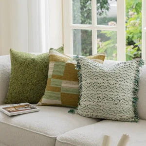 Luxury Antique Linen Cushion Cover Retro Green Square Pillow for Modern Home High End Style for Living Room Homestay Model Room