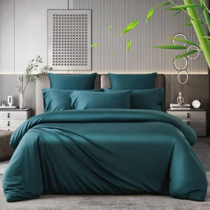 Luxury Bamboo Fiber Bedding Set Summer Cool Antibacterial Breathable Sheets Bed Sheets