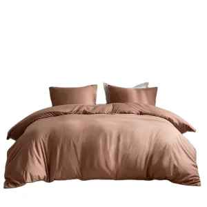 Luxury Bamboo Fiber Duvet Cover Set 3 Piece Woven 200TC Solid Color Silky Soft Breathable Bedding Sets with 2 Pillowcases