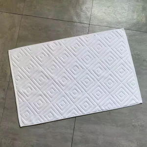 Luxury Bathroom Mat Non Slip Cotton Bath Mat Super Absorbent Bathmat White 100% Cotton Bath Mat for Hotel and Spa