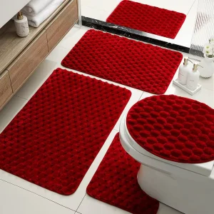 Luxury Bathroom Rug Set Soft Tortoiseshell Velvet Texture Machine Made Eco-friendly Anti Skid Water Resistant PET Friendly
