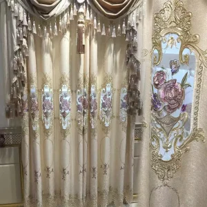 Luxury Beautiful European Style Design Chenille Home Curtain and Sheer Curtains