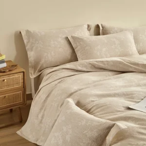 Luxury Bed Sheet Set Oeko-tex Organic 300tc 100% Linen Bed Sheets Simple Style Printed Pattern Woven Technique Linen King