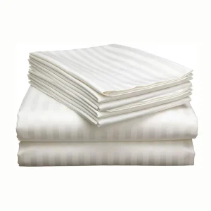 Luxury Bed Sheet Set White Hotel Linen 1cm Satin Stripe Microfiber Bed Flat Sheets for Star Hotel Bedding