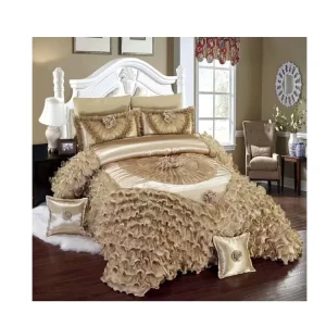 Luxury Bedding Set King Queen Size 100% Polyester Woven Bohemian Style LACED Pattern 500TC Thread Count 7 Piece Hotel Wedding
