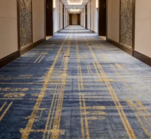 Luxury Black Gold Wall to Wall Hotel Carpet Jacquard Nylon Anti Slip Custom Design Hotel Ballroom Stair Floor Roll