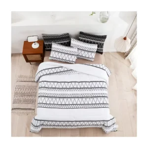 Luxury Black and White Bohemian Printing Soft Comforter Sets King Size Bedding Quilt Set