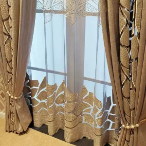 Luxury Blackout Window Drapes Hollow-out Laser Embroidery Velvet Fabric for Living Room and Bedroom