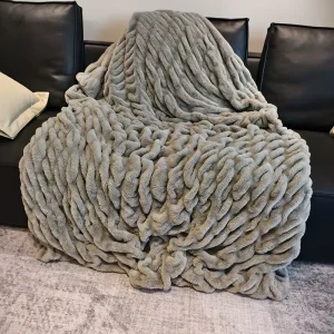 Luxury Blanket Layer Faux Rabbit Fur Super Soft Comfortable and Washable Quilted Blanket