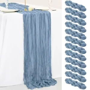 Luxury Blue Cheesecloth Table Runner Sage Green Boho Dining Wedding Party Event Decoration Cheese Cloth Fabric Table Runner