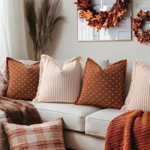 Luxury Bohemian Style Square Cushion Covers Striped Fringe Living Room Fall Decor
