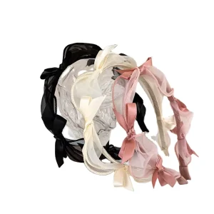 Luxury Bowknot Fabric Headband Exquisite Handmade Thin Hairband Multi Color 15cm for Women Bridal Wedding Occasions