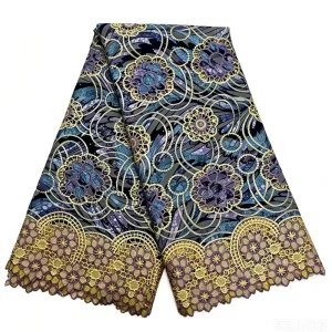 Luxury Breathable Wax Ankara Grand Super 3D Flower Embroidery Lace African Cord Fabric Sewing Dubai Occasional Nigeria Bag