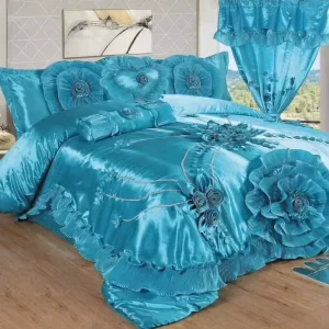 Luxury Bridal Bedding Set Wedding Set with Curtains 10pcs Set