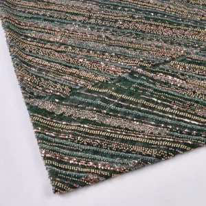 Luxury Bronze Wheat Sequin Embroidery Fabric Shimmering Mesh Tulle for Fashion Apparel Stage Costumes