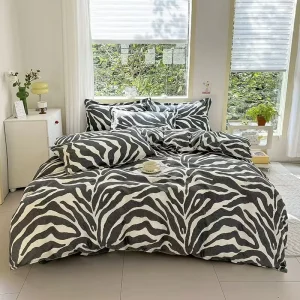 Luxury Brushed Microfiber 3 Piece 4 Piece Bedding Set Plant Cashmere Duvet Cover Bed Sheet Set for Student Dormitory Home