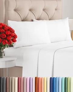 Luxury Brushed Microfiber 4 Piece Bedding Set Breathable Lightweight Bed Sheets Set