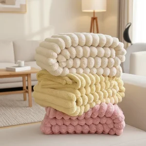 Luxury Bubble Marshmallow Assorted Flannel Smooth Fleece Bed Throw Blanket Plush Cozy Anti-static Blankets for Winter king Size