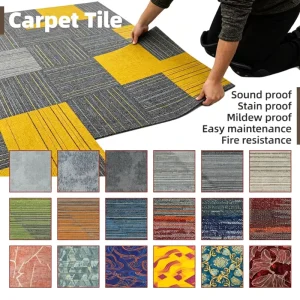Luxury Carpet Tiles with Premium Texture Wear Resistant Commercial Tile Carpet for Hotel Lobby Club and High end Spaces