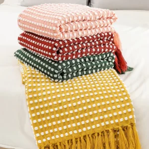 Luxury Chenille Knitted Woven Thin Blanket Office Sofa Bean Bag Bed End All Season Luxury Throw