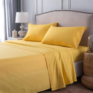 Luxury China Manufacturer Polyester Cotton Fabric Queen King Size Fitted Bedding Set Solid Bed Sheet Set for Hotel