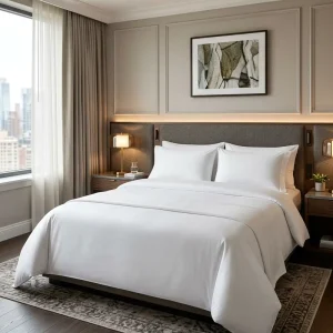 Luxury Classic Solid Stitching 300TC Hotel Bedding Sets 100% Cotton Hypoallergenic Breathable Eco friendly Non pilling Sheet