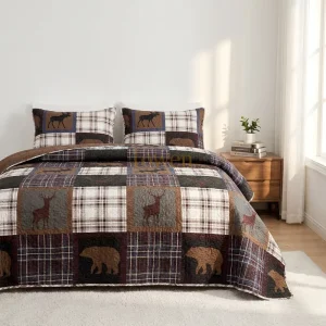 Luxury Classic Style 3 Piece Eco Friendly All Season Soft Microfiber Print Coverlet Quilt Bedspread Fashion Bedding Set