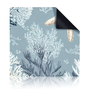 Luxury Coastal Ocean Starfish Coral Pattern Green Blue Stripe Non Slip Neoprene Silent Play American Mahjong Mat
