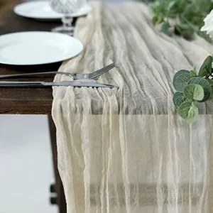 Luxury Comfort Gauze Noridc Woven Ivory Table Runner Wedding Decoration