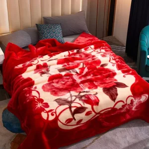 Luxury Comfortable Super Soft Warm King Size 100% Polyester Winter Floral Pattern Customized Designs Raschel Blanket