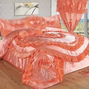 Luxury Comforter Set Bridal Bedding Set 10 Pcs Wedding Set with Curtains