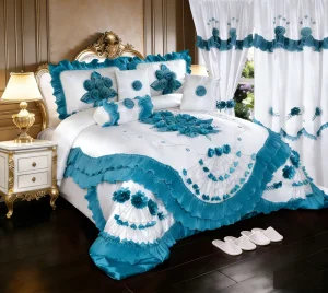 Luxury Comforter Set Bridal Bedding Set 10 Pcs Wedding Set with Curtains in Stock Experience Supplier