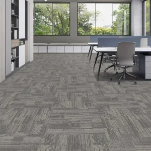 Luxury Commercial Hotel Office PP Carpet Tiles Custom Polypropylene Tiles Industrial Style Loop Cut Pile Striped Room Use