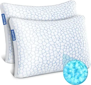 Luxury Cooling Memory Foam Pillows 2 Pack Bed Pillows Queen Size Set of 2 Adjustable Gel Pillows for Side with Removable Cover