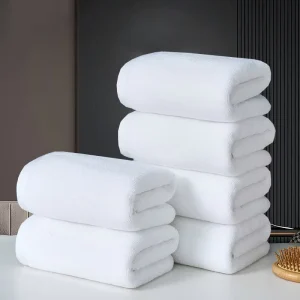 Luxury Cotton 70x140cm White Terry Embroidered Quick Dry Hotel Bath Towels Tub Mats Custom Logo Spa Set