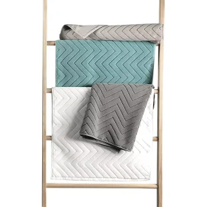 Luxury Cotton Bath Mats Geometric Stripe Design Solid Color Machine Washable Soft Absorbent Quick Dry Bath Mat Floor Towel