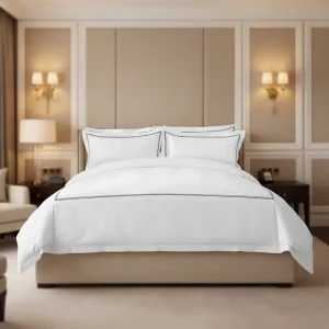 Luxury Cotton Custom Euro Style Bed Sheet & Comforter Set with Goose Down Filling 300tc Thread Count King Size Bedding