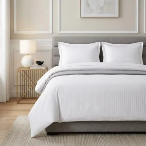 Luxury Cotton Hotel Bedding Linen Set White Embroidered Flat Bed Sheets Cover Custom Hotel Supplies