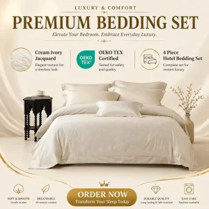 Luxury Cotton Lyocell Damask Bedding Set Cream Ivory Floral Butterfly 4Pcs Duvet Cover Sheet Pillowcases Hotel OEKO TEX