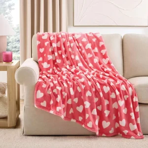 Luxury Cozy Modern Micro Plush Throw Blanket Soft Heart Print Flannel Fleece Sofa Bed Airplane Four Seasons Valentine Christmas