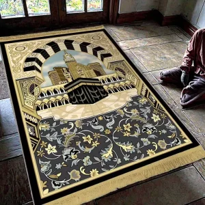 Luxury Crushed Velvet Prayer Rug Non Slip Thick Muslim Islamic Mat Soft Square Worship Carpet Gift