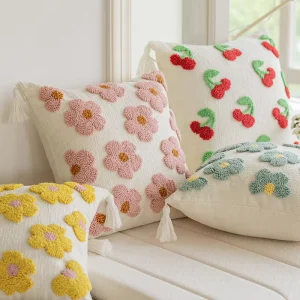 Luxury Cushions for Home Decor Cushion Cover Tuft Embroidery Throw Pillow Cover Plush Faux Sherpa Fur Pillows for Couch
