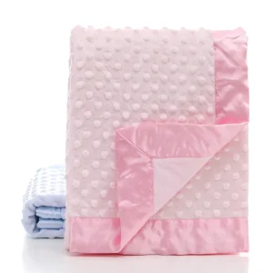 Luxury Custom Knitted Polyester Dot Fleece Minky Raschel Blanket Solid Pattern Thermal Insulation Anti Dust Mite All Season