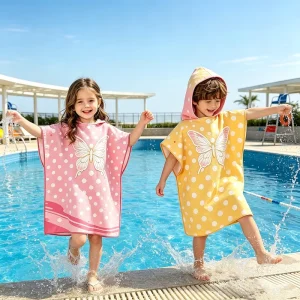 Luxury Custom Microfiber Kids Hooded Cape Beach Towel Breathable Light Luxury Printed Soft Skin Friendly Hooded Poncho Towel