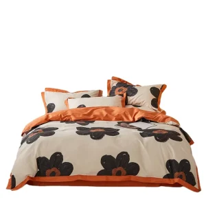 Luxury Customizable Summer Pure Cotton Four Piece Duvet Cover & Bed Sheet Set for Home or Hotel Use
